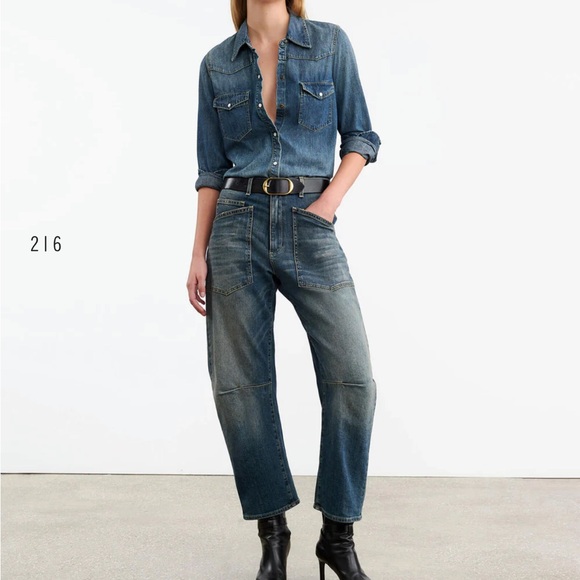 Women’s Nili Lotan Blue Denim Shon Barrel Jeans - Picture 4 of 5